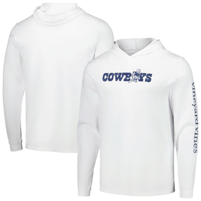 Vineyard Vines White Dallas Cowboys Wordmark Retro Joe Long Sleeve Hoodie T-shirt