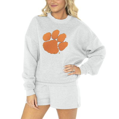Gameday Couture Ash Clemson Tigers Team Effort Pullover Sweatshirt & Shorts Sleep Set