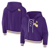 WEAR BY ERIN ANDREWS WEAR BY ERIN ANDREWS PURPLE MINNESOTA VIKINGS PLUS SIZE LACE-UP PULLOVER HOODIE