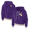 Wear By Erin Andrews Purple Minnesota Vikings Plus Size Lace-up Pullover Hoodie In Purple