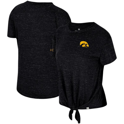 Colosseum Black Iowa Hawkeyes Finalists Tie-front T-shirt