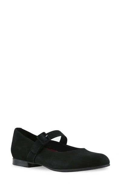 Munro Mary Jane Flat In Black Suede