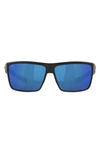 Costa Del Mar Rinconcito 60mm Polarized Rectangular Sunglasses In Black