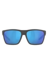 Costa Del Mar Pargo 61mm Mirrored Polarized Square Sunglasses In Dark Grey