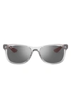 Ray Ban Junior 50mm Wayfarer Mirrored Sunglasses In Transparent Grey