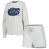 Gameday Couture Women's  Ash Florida Gators Team Effort Pullover Sweatshirt And Shorts Sleep Set In Ash