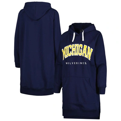 Gameday Couture Women's  Navy Michigan Wolverines Take A Knee Raglan Hooded Sweatshirt Dress