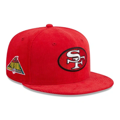 NEW ERA NEW ERA SCARLET SAN FRANCISCO 49ERS THROWBACK CORD 59FIFTY FITTED HAT