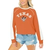 GAMEDAY COUTURE GAMEDAY COUTURE TEXAS ORANGE TEXAS LONGHORNS BLINDSIDE RAGLAN CROPPED PULLOVER SWEATSHIRT