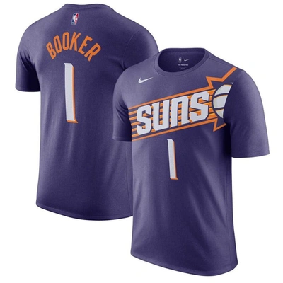Nike Men's  Devin Booker Purple Phoenix Suns Icon Edition Name And Number T-shirt