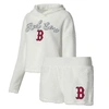Concepts Sport Women's  Cream Boston Red Sox Fluffy Hoodie Top And Shorts Sleep Set In Cream