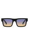 Prada Pr 19ws 1ab06z 52mm Unisex Rectangle Sunglasses In Black Yellow