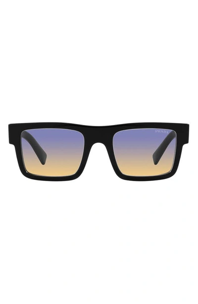 Prada Men's 52mm Rectangular Sunglasses In Black