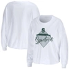 Wear By Erin Andrews White Michigan State Spartans Diamond Long Sleeve Cropped T-shirt In White