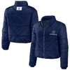 WEAR BY ERIN ANDREWS WEAR BY ERIN ANDREWS NAVY DALLAS COWBOYS PUFFER FULL-ZIP CROPPED JACKET