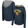 Colosseum Women's  Navy West Virginia Mountaineers Distressed Heather Long Sleeve Hoodie T-shirt In Navy