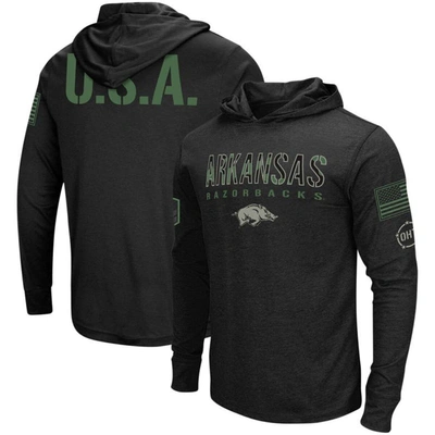 COLOSSEUM COLOSSEUM BLACK ARKANSAS RAZORBACKS BIG & TALL OHT MILITARY APPRECIATION TANGO LONG SLEEVE HOODIE T-