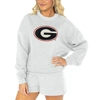 Gameday Couture Women's  Ash Georgia Bulldogs Team Effort Pullover Sweatshirt And Shorts Sleep Set In Ash