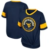 COLOSSEUM GIRLS YOUTH COLOSSEUM NAVY WEST VIRGINIA MOUNTAINEERS TOMIKA TIE-FRONT V-NECK T-SHIRT