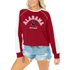 GAMEDAY COUTURE GAMEDAY COUTURE CRIMSON ALABAMA CRIMSON TIDE BLINDSIDE RAGLAN CROPPED PULLOVER SWEATSHIRT