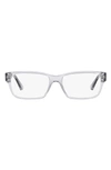 Prada 56mm Rectangular Optical Glasses In Shiny Gunmet