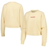 League Collegiate Wear Cream Wisconsin Badgers Timber Cropped Pullover Sweatshirt In Cream