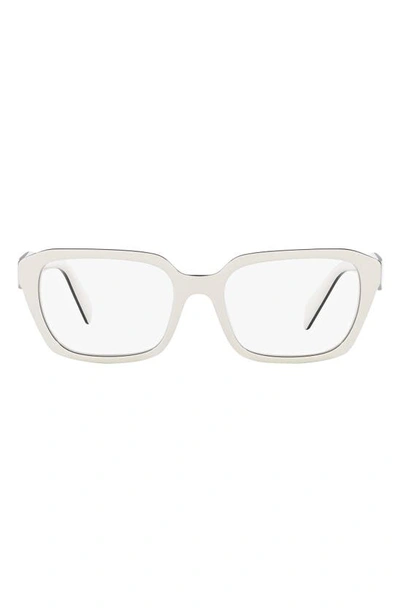Prada 54mm Rectangular Optical Glasses In White