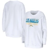 WEAR BY ERIN ANDREWS WEAR BY ERIN ANDREWS WHITE LOS ANGELES CHARGERS DOMESTIC PULLOVER SWEATSHIRT
