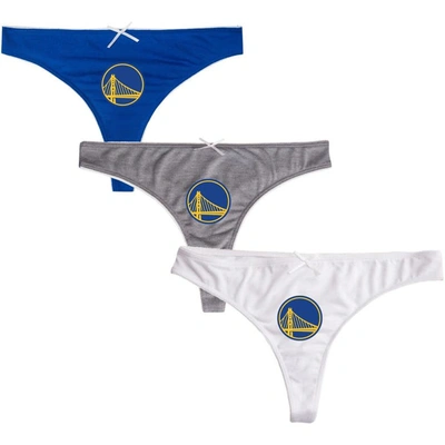 COLLEGE CONCEPTS COLLEGE CONCEPTS ROYAL/CHARCOAL/WHITE GOLDEN STATE WARRIORS ARCTIC 3-PACK THONG SET