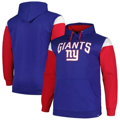 PROFILE PROFILE ROYAL NEW YORK GIANTS BIG & TALL TRENCH BATTLE PULLOVER HOODIE