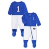 WES & WILLY INFANT WES & WILLY ROYAL FLORIDA GATORS #1 FOOTBALL UNIFORM FULL-ZIP FOOTED JUMPER