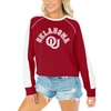 GAMEDAY COUTURE GAMEDAY COUTURE CRIMSON OKLAHOMA SOONERS BLINDSIDE RAGLAN CROPPED PULLOVER SWEATSHIRT
