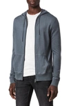 Allsaints Mode Merino Zip Hoodie In Beetle Blue