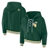 WEAR BY ERIN ANDREWS WEAR BY ERIN ANDREWS GREEN GREEN BAY PACKERS PLUS SIZE LACE-UP PULLOVER HOODIE