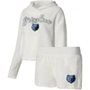 COLLEGE CONCEPTS COLLEGE CONCEPTS CREAM MEMPHIS GRIZZLIES FLUFFY LONG SLEEVE HOODIE T-SHIRT & SHORTS SLEEP SET