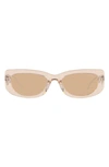 Prada Triangle Logo Rectangle Acetate & Metal Sunglasses In Lite Brown