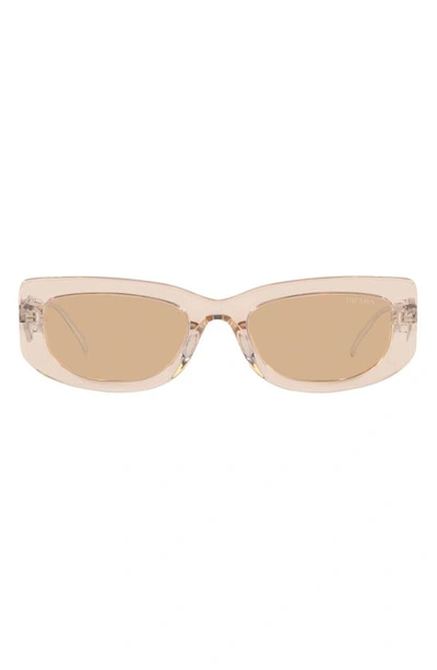 Prada Triangle Logo Rectangle Acetate & Metal Sunglasses In Lite Brown