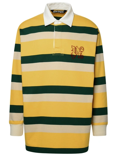 Palm Angels Pa Monogram Rugby Polo In Yellow/green