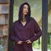 Monrow Supersoft Fleece V Hoody With Silky Piping In Merlot