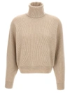 Brunello Cucinelli Ribbed Sweater In Beige