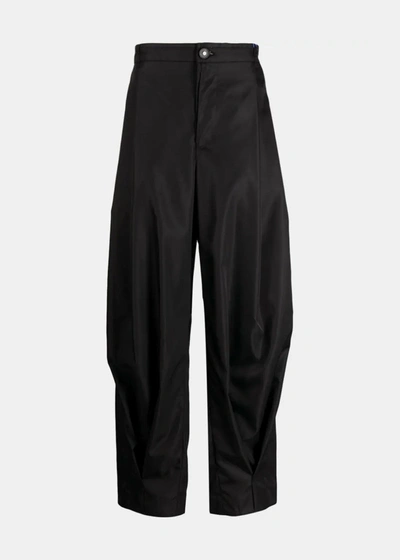 Ader Error Pleat-detailed Loose-fit Trousers In Noir