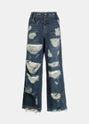 ADER ERROR ADER ERROR BLUE DISTRESSED-EFFECT JEANS