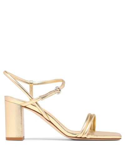 Aeyde Helene 80mm Leather Sandals In Gold
