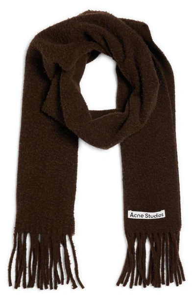 Acne Studios Fringed Scarf In Chocolate_brown