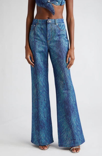 Area Fur-print Wide-leg Jeans In Indigo Multi