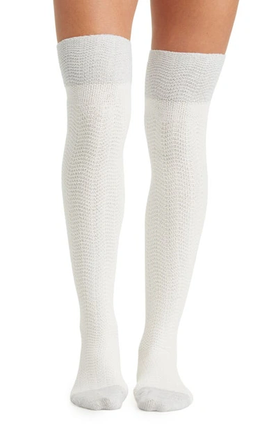 Hue Women's Flat Knit Knee High Socks 3 Pair Pack In White