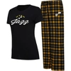 College Concepts Women's  Black, Gold Utah Jazz Arctic T-shirt And Flannel Pants Sleep Set In Black