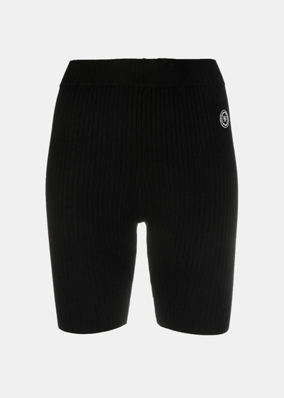 Sporty And Rich Sporty & Rich Black Ribbed Biker Shorts