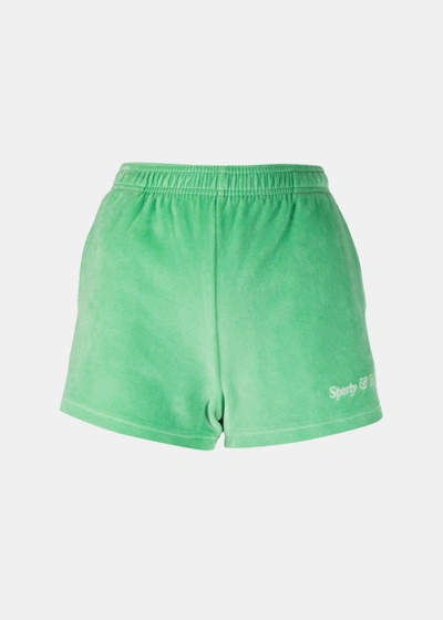 Sporty And Rich Sporty & Rich Green Logo Embroidered Shorts In Verde
