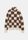 UNDERCOVER UNDERCOVER BROWN/WHITE CHECK TURTLENECK SWEATER